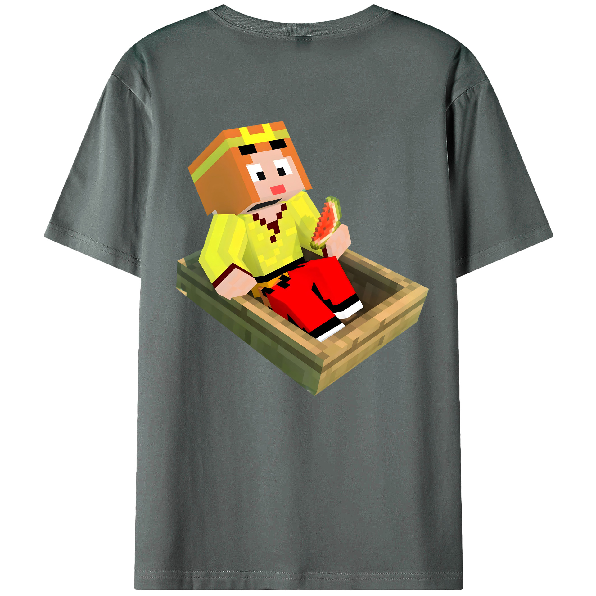 （画像用） マインクラフト ブロックの世界 Minecraft MC Block world 綿100％ メンズ半袖Tシャツ（バックプリント） 通気性
